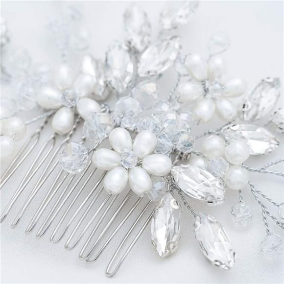 Silver Wedding Hair Comb | Bridal Accessories - Picture 6 of 7